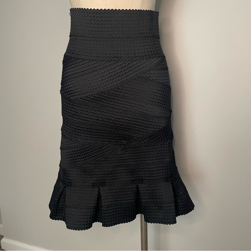 Anthropologie Girls from Savoy black high waist banded ruffle edge skirt size M
